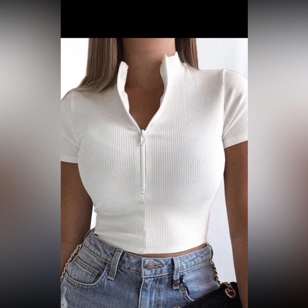 white t shirt zipper
